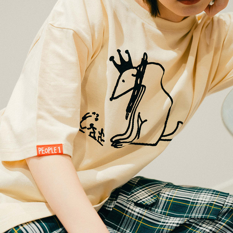 "PEOPLE" LOGO T-SHIRT / NATURAL