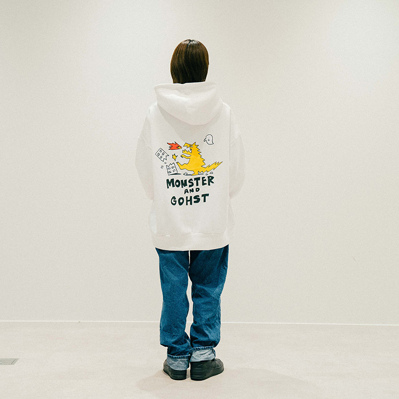 "怪獣とゴースト" HOODIE / WHITE