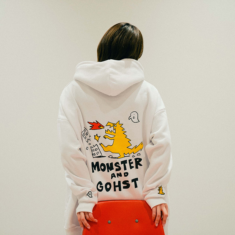 "怪獣とゴースト" HOODIE / WHITE