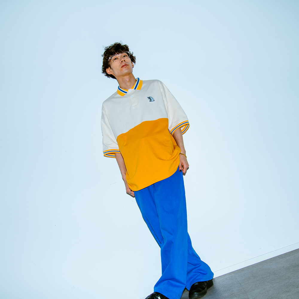 PEOPLE 1 RUGBY SHIRT / ORANGE×BLUE