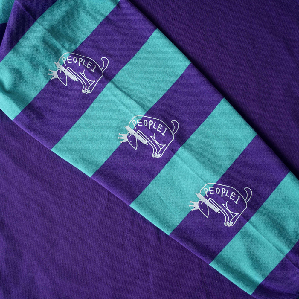 LOGO BORDER LS TEE / PURPLE×GREEN