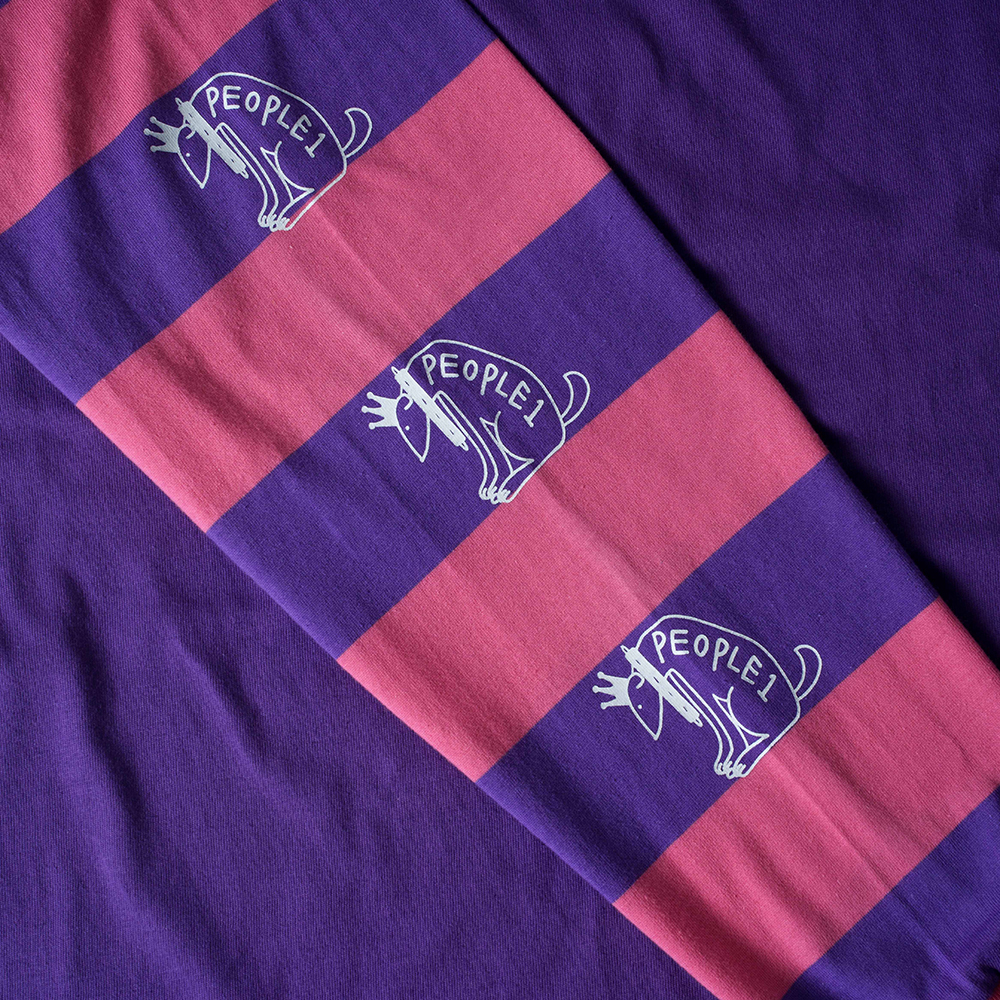 LOGO BORDER LS TEE / PURPLE×PINK