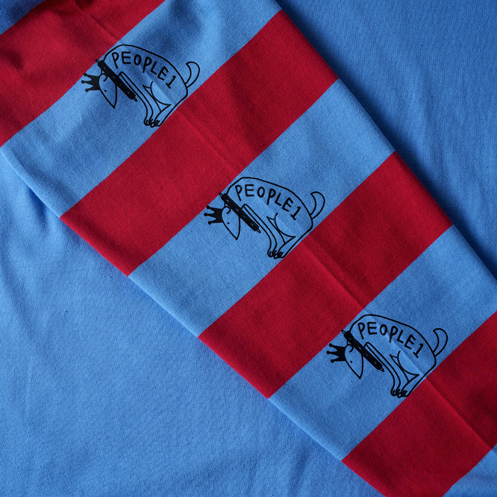 LOGO BORDER LS TEE / BLUE×RED