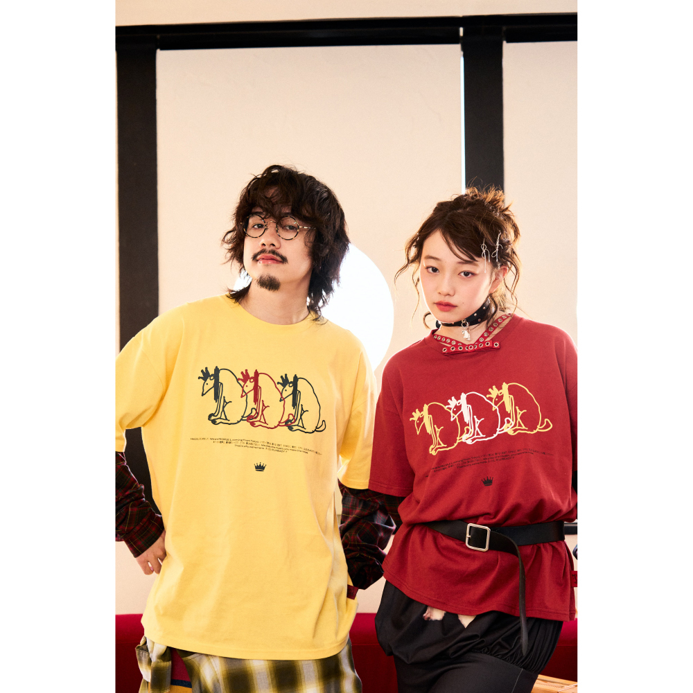 R U READY? GRAPHIC LAYERED TEE / YELLOW×RED TARTAN