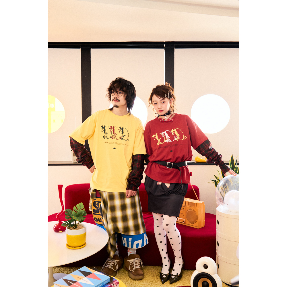 PEOPLE 1 GRAPHIC LONG SOCKS / PALE BLUE×ORANGE